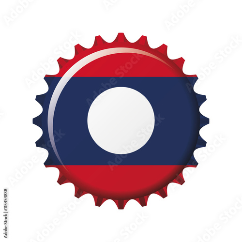 National flag of Laos on a bottle cap. Vector Illustration