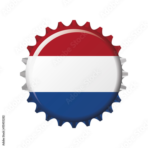 National flag of The Netherlands on a bottle cap. Vector Illustr