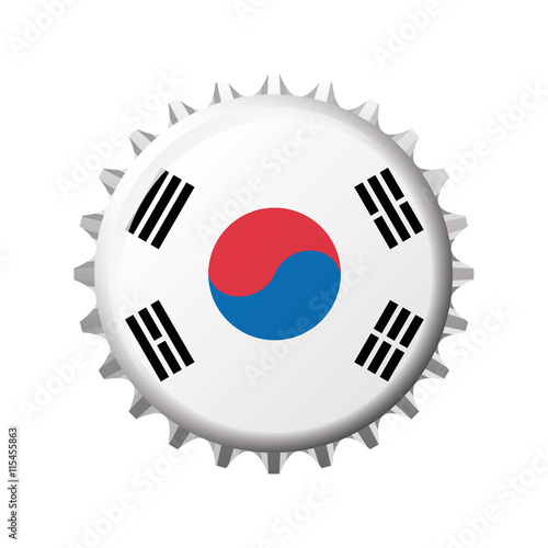 National flag of South Korea on a bottle cap. Vector Illustratio