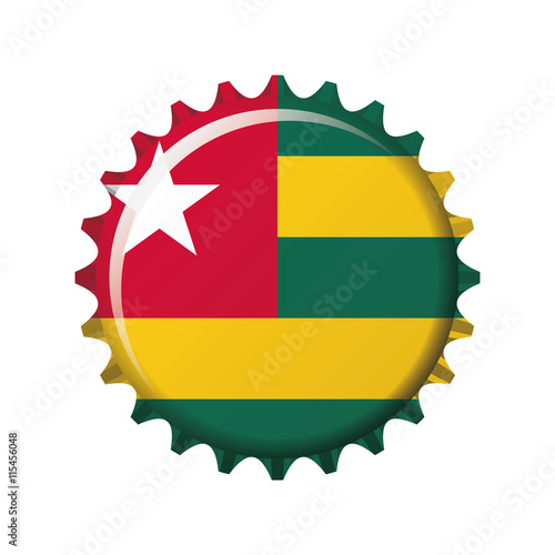 National flag of Togo on a bottle cap. Vector Illustration