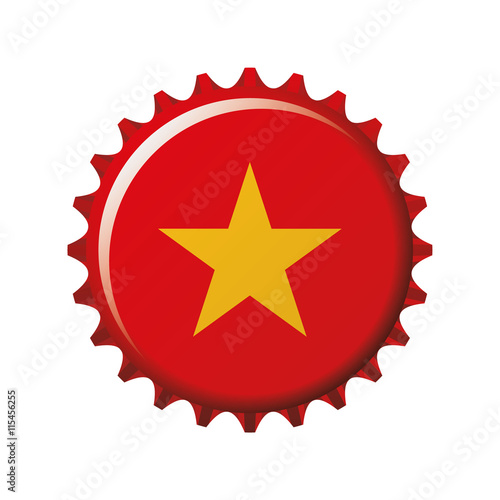 National flag of Vietnam on a bottle cap. Vector Illustration
