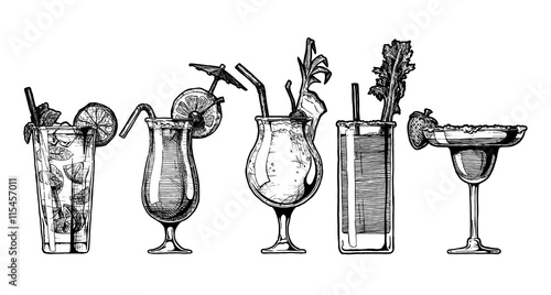 Vector set of alcohol cocktail
