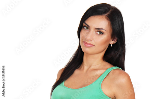 Young Woman On White Background