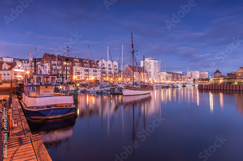 Gdansk harbor and marina in the night