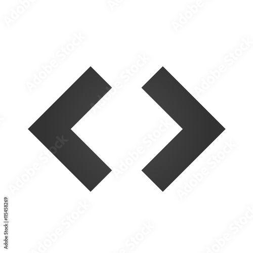 HTML code angle brackets. Code brackets icon. Simple flat logo of brackets on white background. Vector illustration.