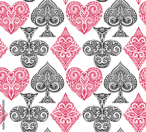 Seamless pattern with playing card suits