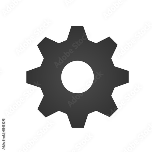 Gear icon. Simple flat logo of gear on white background. Gear sign. Vector illustration.