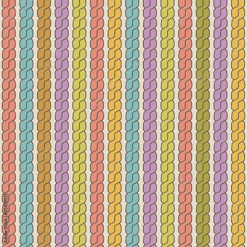 Simple plait seamless pattern. Retro colors background. Vector illustration.