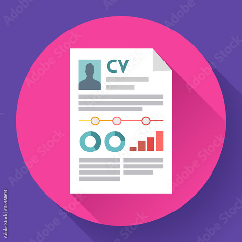 CV resume icon. Modern flat 2.0 style