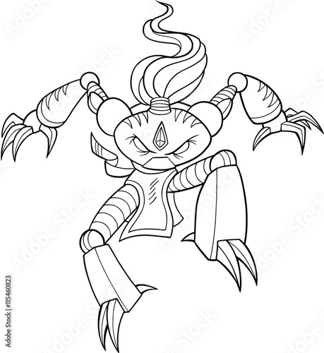 Alien Ninja Warrior Vector Illustration Art