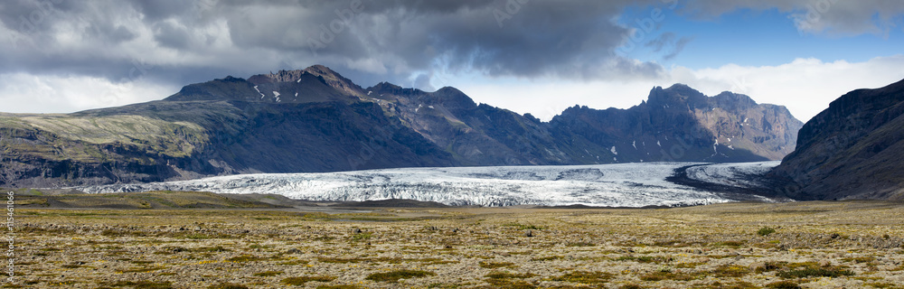panorama of glacier and mountain valley in Iceland panorama of glacier and mountain valley in Iceland