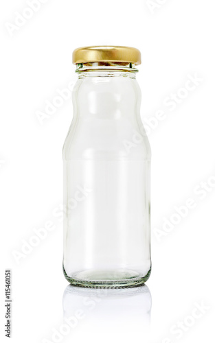 Empty glass packaging bottle isolated on white background