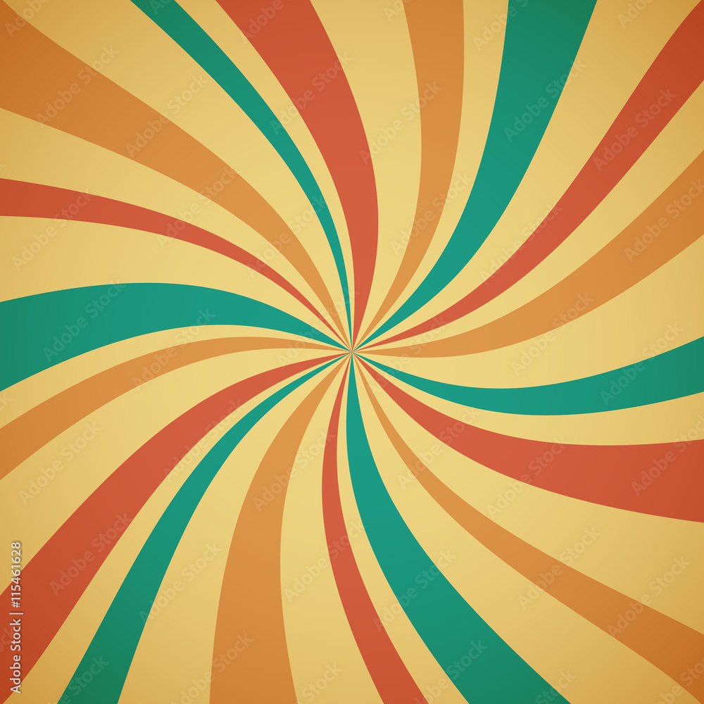 Twist sunburst multicolor vintage pattern background. vector ill