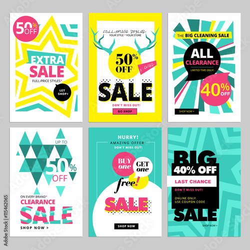 Modern eye catching social media sale banners. Vector illustrations for website and mobile website banners, posters, email and newsletter designs, ads, promotional material.
