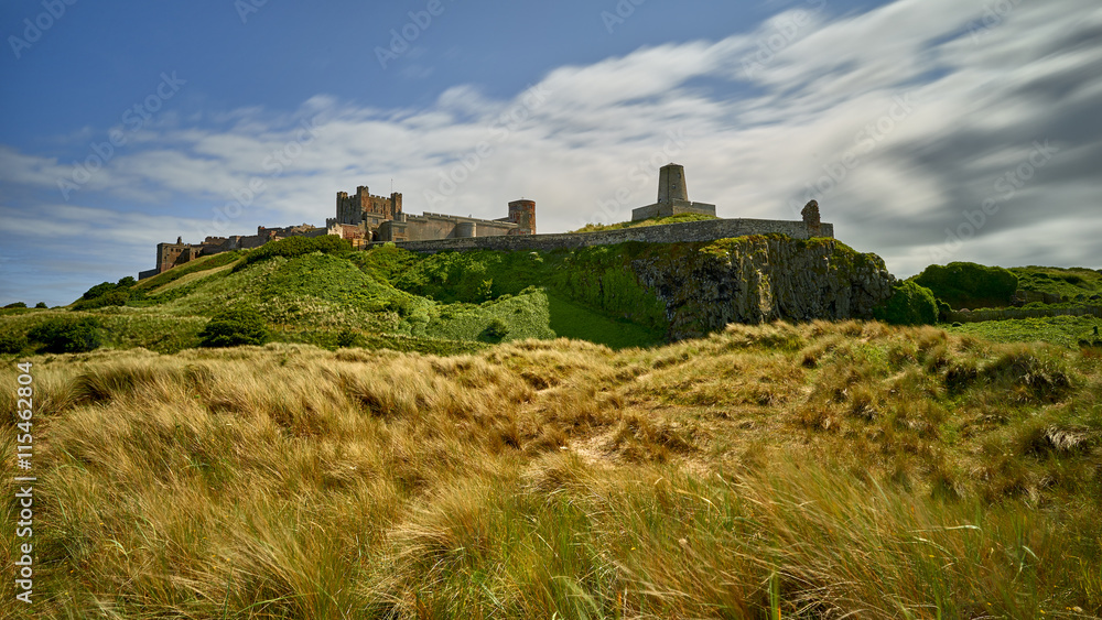 Bamburgh castle, Northumberland taken from the North looking South, panorama
