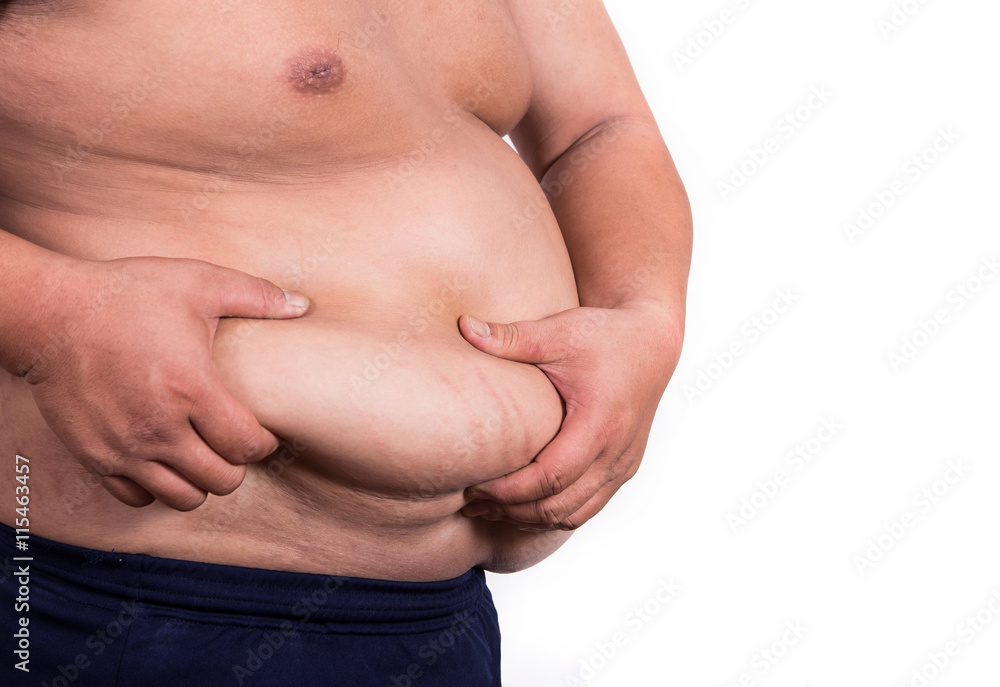 Fat man checking out his weight Fat man checking out his weight