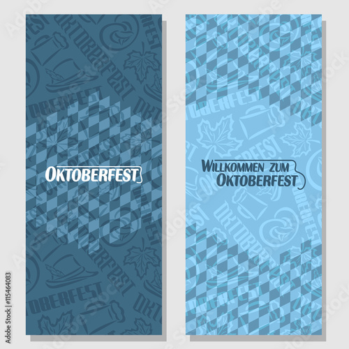 Fotografie, Tablou Vector vertical banners bavarian pattern flag oktoberfest