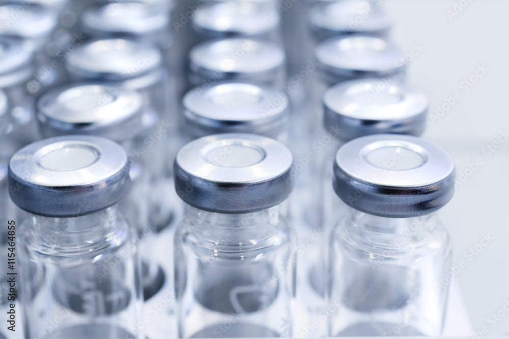 Glass vials for liquid samples. Glass vials for liquid samples.
