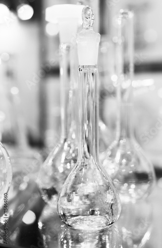 Chemical laboratory glassware. Abstract background.