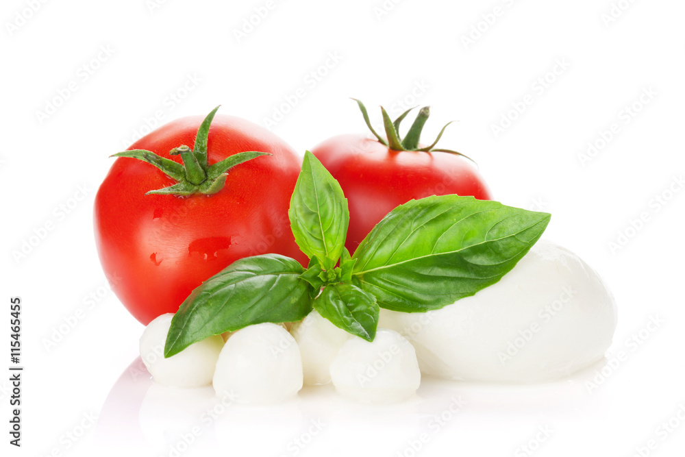 Mozzarella cheese, tomatoes and basil Mozzarella cheese, tomatoes and basil