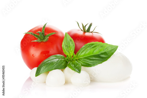 Mozzarella cheese, tomatoes and basil