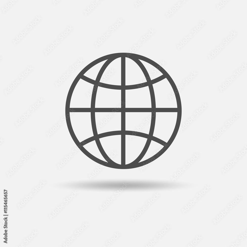 Global solution icon. Outline style. Vector illustration.