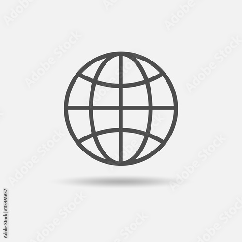Global solution icon. Outline style. Vector illustration.