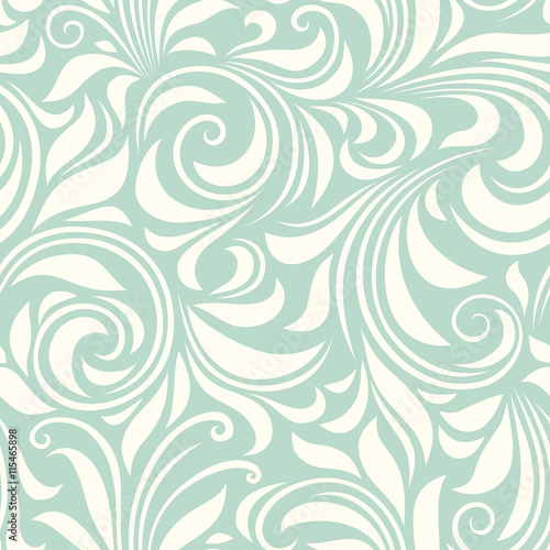 Vector vintage seamless blue and white floral pattern.