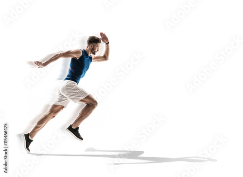 Skillful young runner is jogging