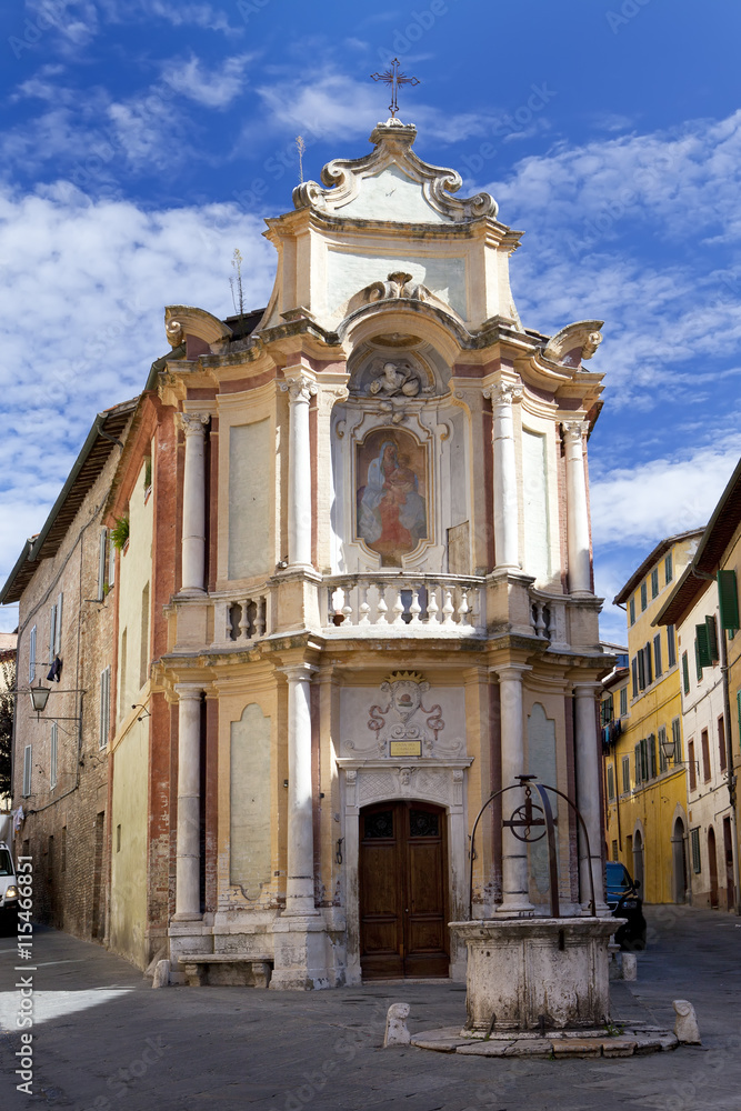 church Casa del Cavallo in historic centre of Siena, Tuscany, Italy..