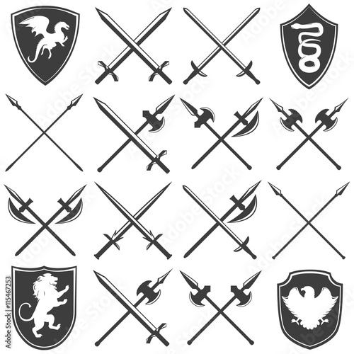 Heraldic Armory Graphic Icons Set