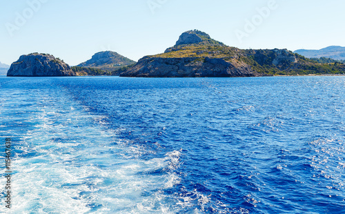 Rock in Anthony Quinn Bay. View from the sea photo