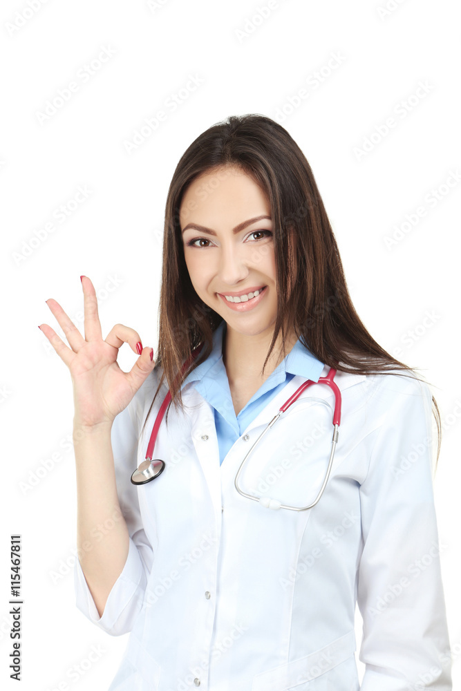 Portrait of young medical doctor on a white background Portrait of young medical doctor on a white background