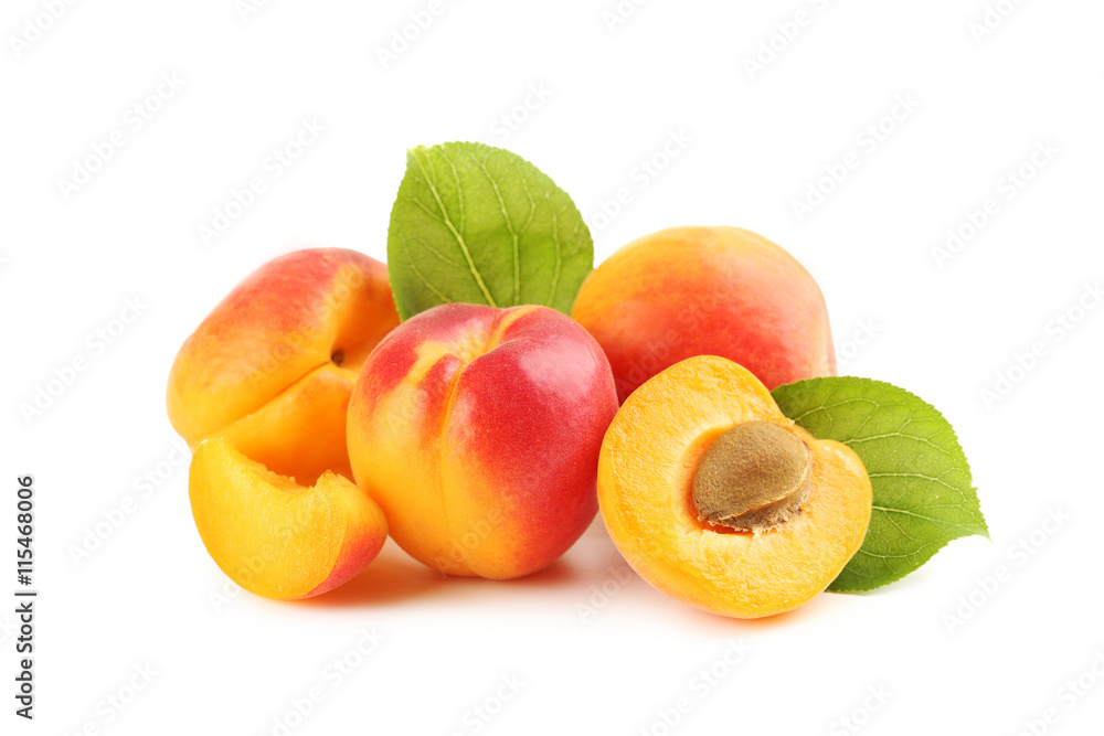 Ripe apricots fruit isolated on a white Ripe apricots fruit isolated on a white