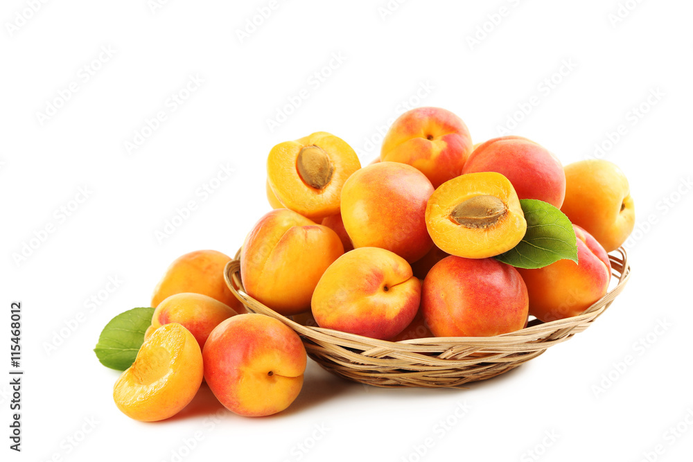 Ripe apricots fruit isolated on a white Ripe apricots fruit isolated on a white