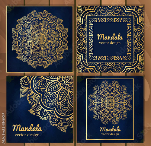 Set of Indian traditional flower mandala ornament illustration concept.