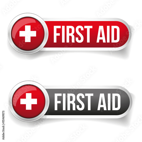 First aid icon vector button