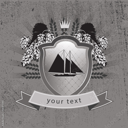 vintage logo of the ship on the shield