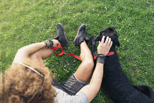 Man having fun with his dog.