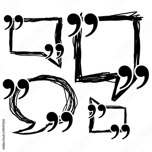 Quotes Hand Drawn Speech Bubble Set Vector Illustration 