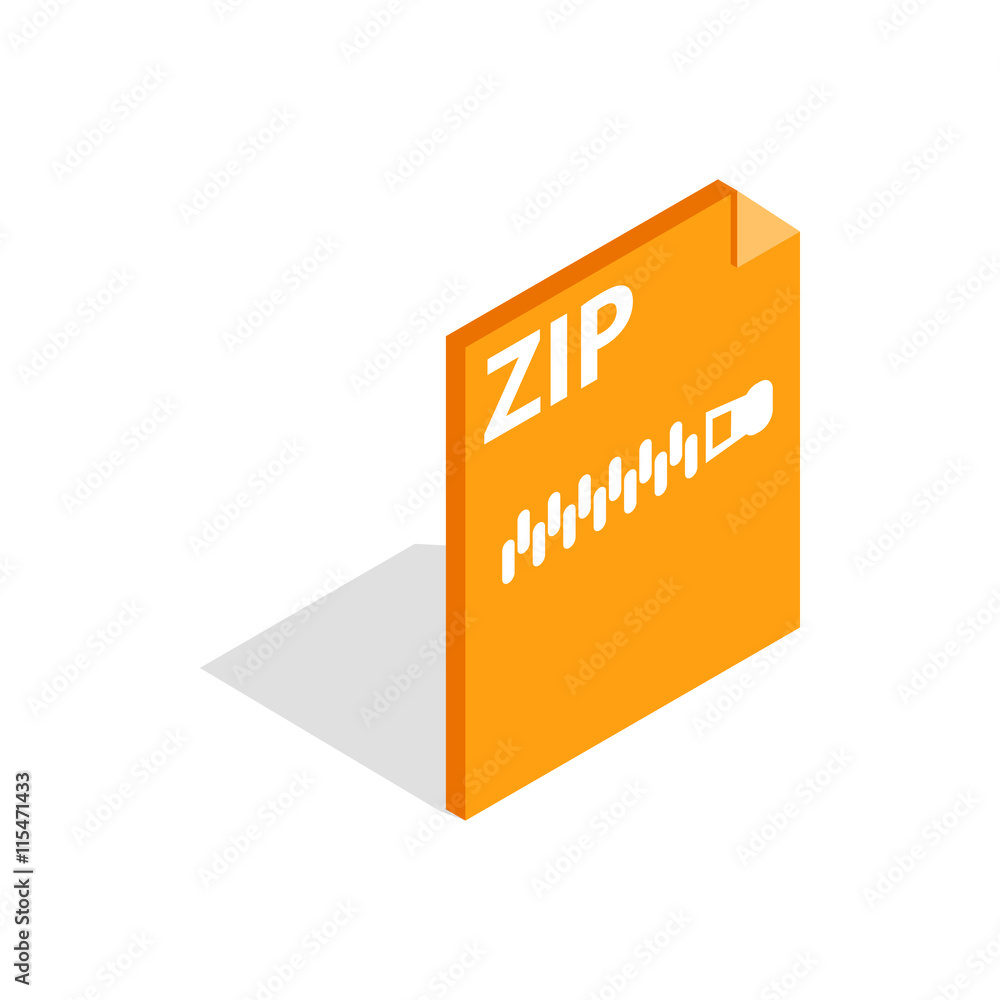 Archive ZIP format icon in isometric 3d style isolated on white background Archive ZIP format icon in isometric 3d style isolated on white background