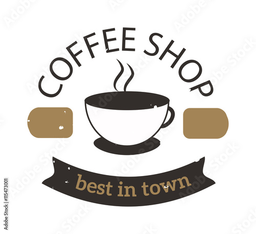 Coffee logo shop sign cafe symbol espresso design morning drink modern badge vector. Coffee logo cafe symbol and morning coffee logo. Coffee mug logo label espresso vintage elements.