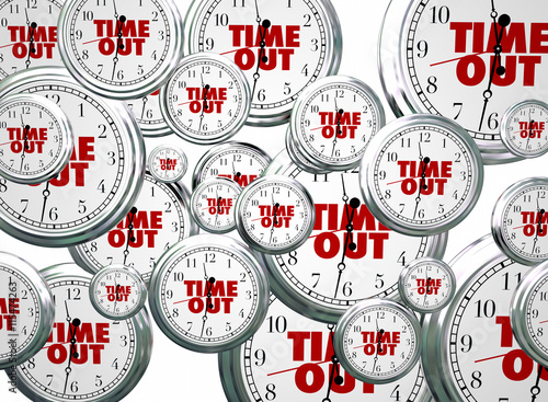 Φωτογραφία Time Out Break Pause Intermission Flying Clocks Words 3d Illustr