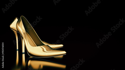 Billede på lærred Close-up of female high-heeled shoes. 3d rendering