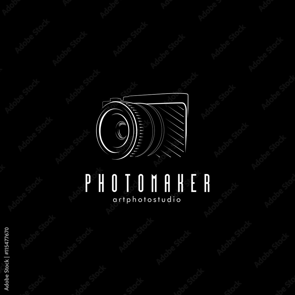 Isolated black photo camera vector illustration. Photographer equipment