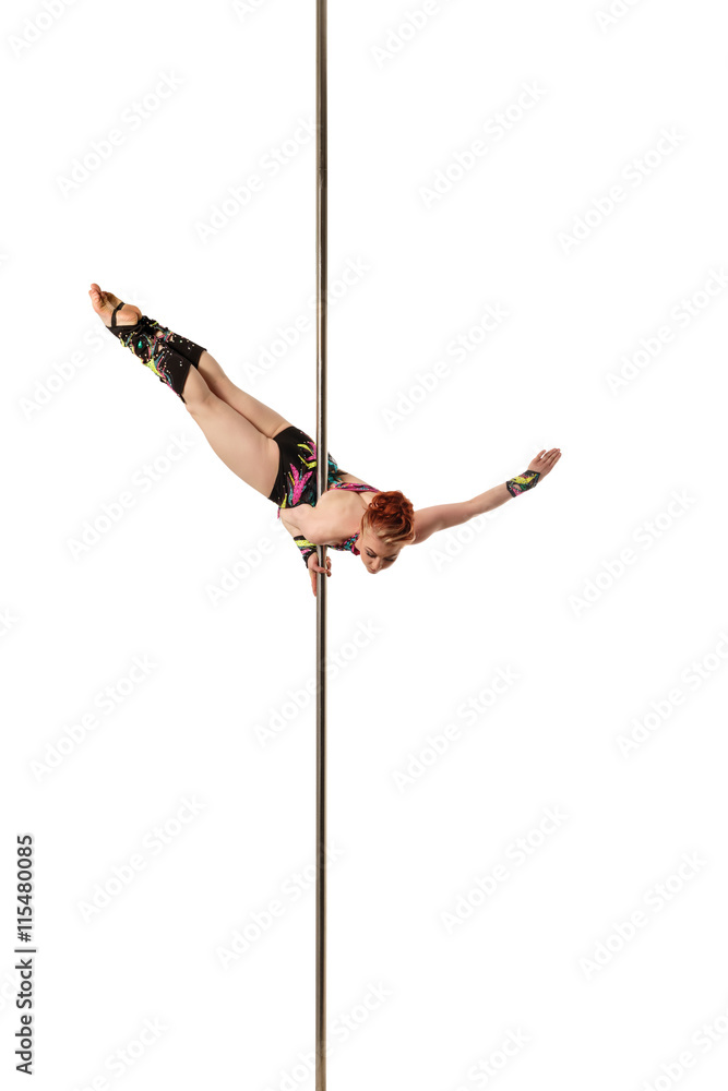 Image of female gymnast dancing on pylon Image of female gymnast dancing on pylon