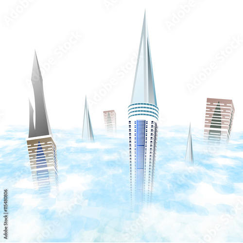 Very high building equal sky, abstract art.
