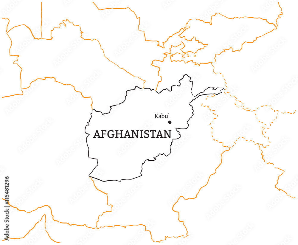 Afganistan hand-drawn sketch map