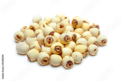 Dried lotus seeds, Isolate on white background.