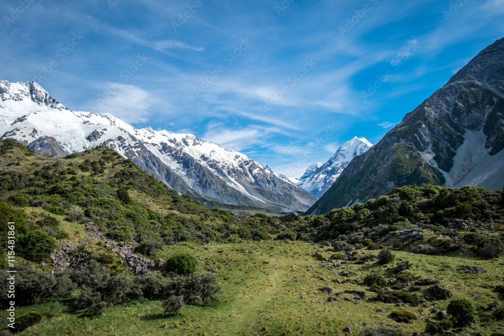 Fototapeta premium Beautiful view and glacier in Mount Cook National Park, South Island, New Zealand
